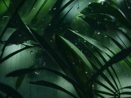 Green background in the jungle, heavy rainy day photo