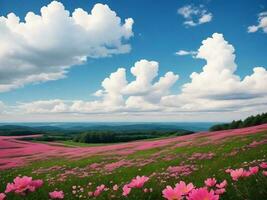 cielo y rosado flores nubes hermosa natural foto