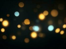 Golden glares bokeh on a black background photo