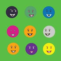 nine funny emoticon pictures with gradient color background vector