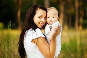 Mother and son in the park photo