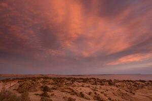 Coastal landscape in Peninsula Valdes at dusk, World Heritage Site, Patagonia Argentina photo