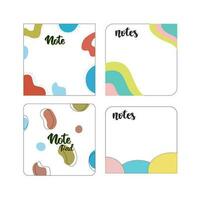 note pads with colorful designs and the words note not vector