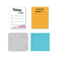 a set of four sticky notes with different things to do vector