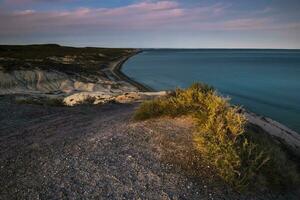 Coastal landscape in Peninsula Valdes at dusk, World Heritage Site, Patagonia Argentina photo