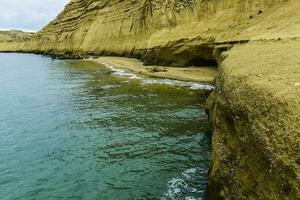 Coastal landscape with cliffs in Peninsula Valdes, World Heritage Site, Patagonia Argentina photo