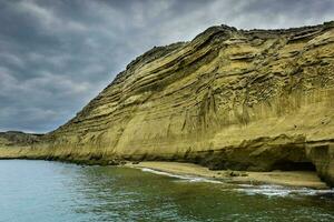 Coastal landscape with cliffs in Peninsula Valdes, World Heritage Site, Patagonia Argentina photo