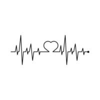 heartbeat line icon on white background. Pulse Rate Monitor. Vector illustration.