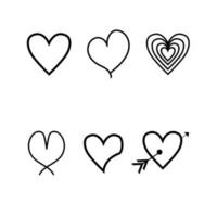 Heart icons set. Vector isolated on white background.