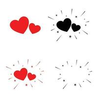 Heart vector icons, love symbol collection. Red Hearts silhouettes.