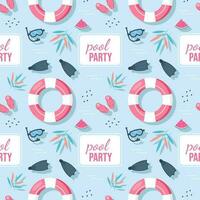 Swimming Pool Seamless Pattern Vector Illustration with Summer Vacation Element in Flat Cartoon Template Hand Drawn