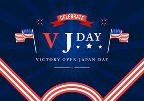 VJ Victory Over Japan Day Celebrate Vector Illustration with United State Flag Background in Flat Cartoon Hand Drawn for Landing Page Templates