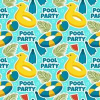 Swimming Pool Seamless Pattern Vector Illustration with Summer Vacation Element in Flat Cartoon Template Hand Drawn