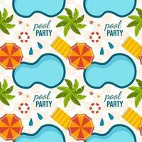 Swimming Pool Seamless Pattern Vector Illustration with Summer Vacation Element in Flat Cartoon Template Hand Drawn