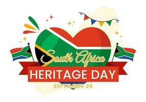 Happy Heritage Day South Africa Vector Illustration on September 24 with Waving Flag Background, Honoring African Culture and Traditions Templates