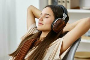 music chair earphones girl lifestyle phone teenage smile happy meditation photo