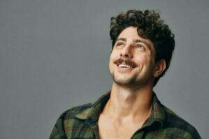 Man face hipster portrait handsome smile fashion photo