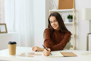 exam notebook desk girl table student teenager education preparation schoolgirl photo