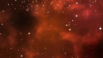 Blur bokeh abstract glittering particles and dark nebula and gas cloud background video