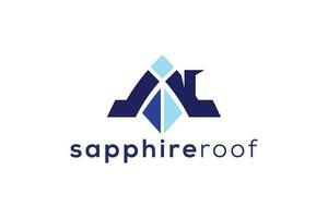 Sapphire gem stone and roof real estate logo design vector template