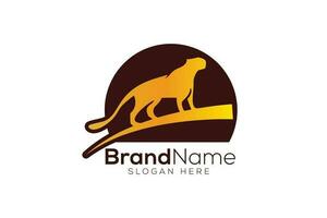Luxurious gold jaguar Logo design vector template