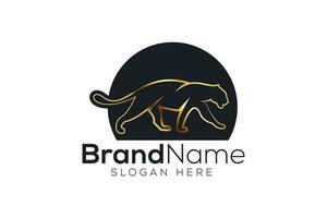 Luxurious gold jaguar Logo design vector template