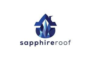 Sapphire gem stone and roof real estate logo design vector template