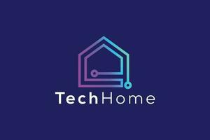 Technology smart home logo design vector template