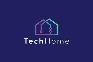 Technology smart home logo design vector template