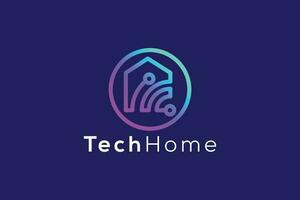 Technology smart Wi-Fi home logo design vector template