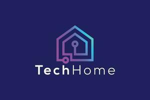 Technology smart home logo design vector template