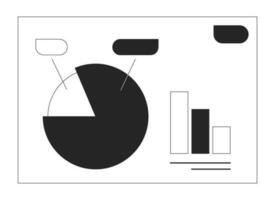 Business presentation slide with charts flat monochrome isolated vector object. Business plan. Editable black and white line art drawing. Simple outline spot illustration for web graphic design