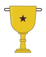 Star trophy cup flat line color isolated vector object. Achieve success. Winner prize. Win award. Editable clip art image on white background. Simple outline cartoon spot illustration for web design