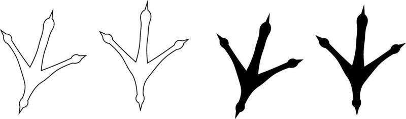 outline silhouette bird footprint icon set