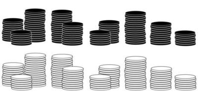 money stack icon set isolated on white background vector