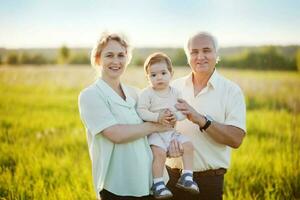 Beautiful family in the park photo