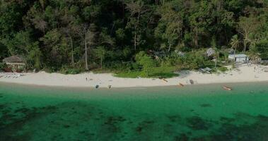 Drone video of the paradisiacal Seven Commandos beach near El Nido on the Philippine island of Palawan