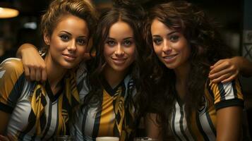 Female football fans Generative AI photo
