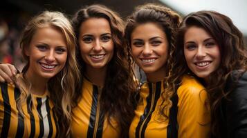 Female football fans Generative AI photo