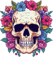 ilustración floral del cráneo png