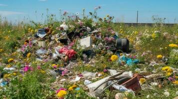 Utilization of garbage, waste. Ecological concept of separate collection. AI generated. photo