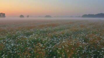 Buckwheat field in the sun, a natural product of farming. AI generated. photo
