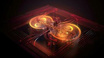 Quantum computer, scientific concept of modern technology. AI generated. photo