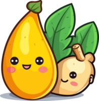 kawaii fruits illustration png