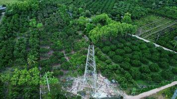 Architectural metal structures of frame base connection with rivets and reinforced metal structures. Assemble and install Steel Tower for power transmission lines for sustainable power development. video