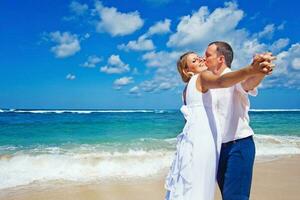 Beautiful, happy newly married couple photo