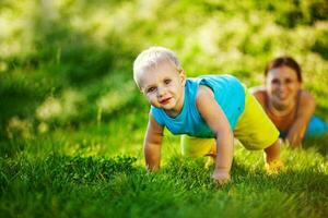 Mother and son in the park photo