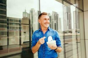 Happy man outdoors photo