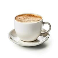 White cup with cappuccino isolated photo