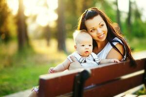 Mother and son in the park photo